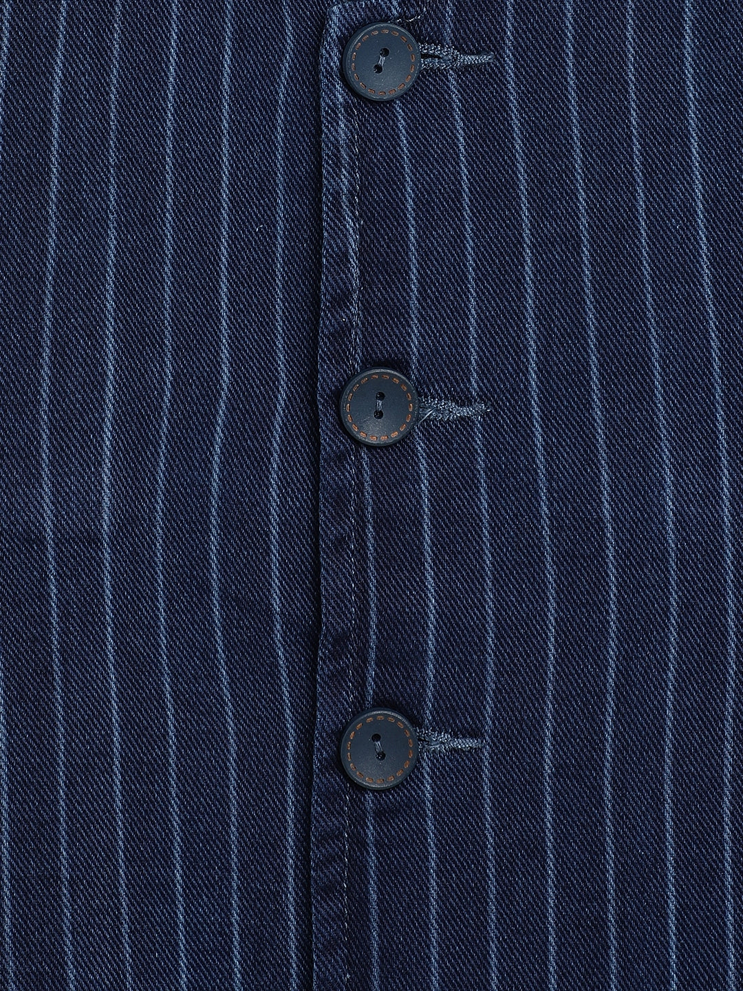 Boys Dark Blue Cotton Stripes Waist Coat