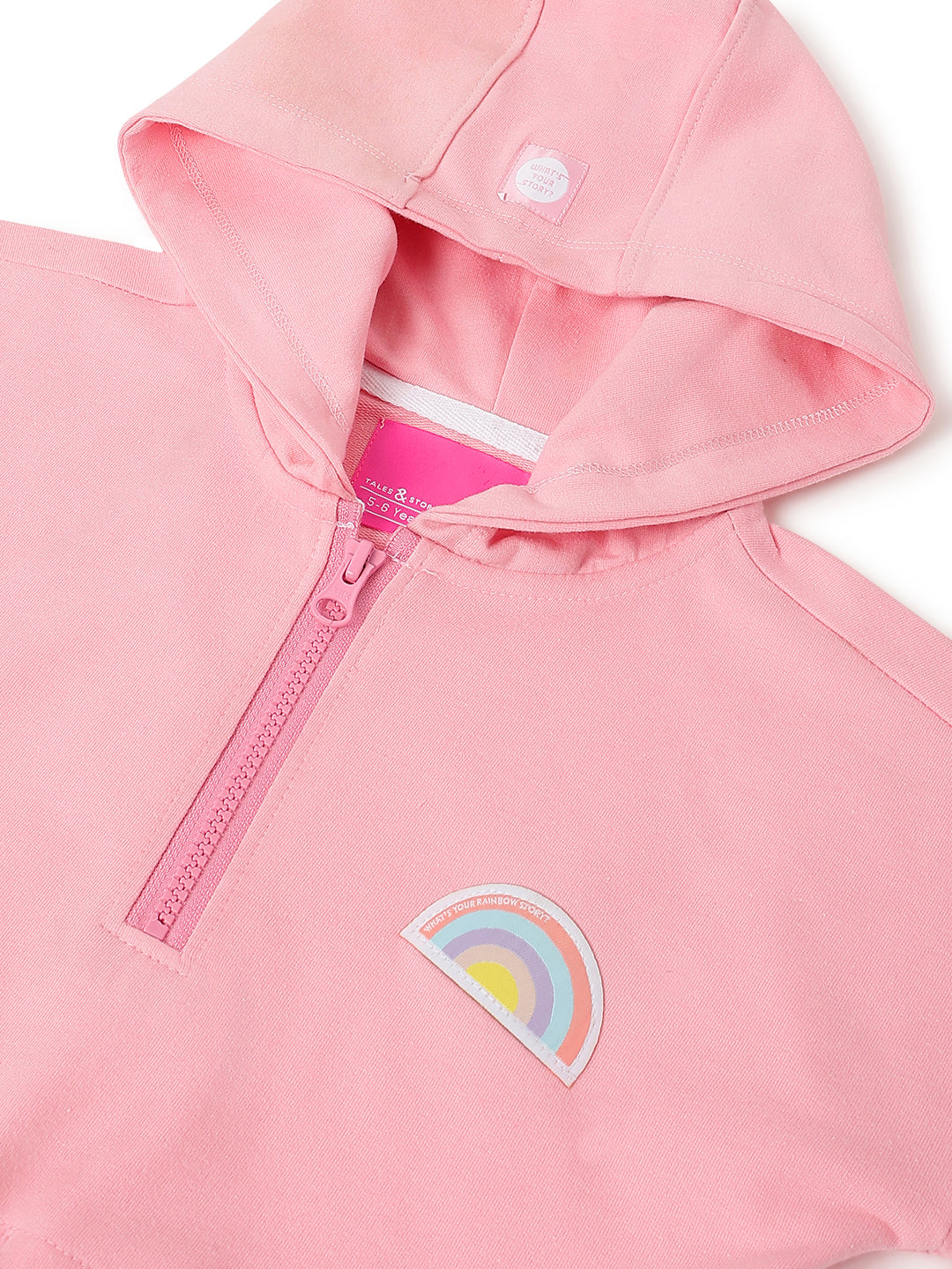 Girls Cotton Poly Pink Solid Sweatshirt