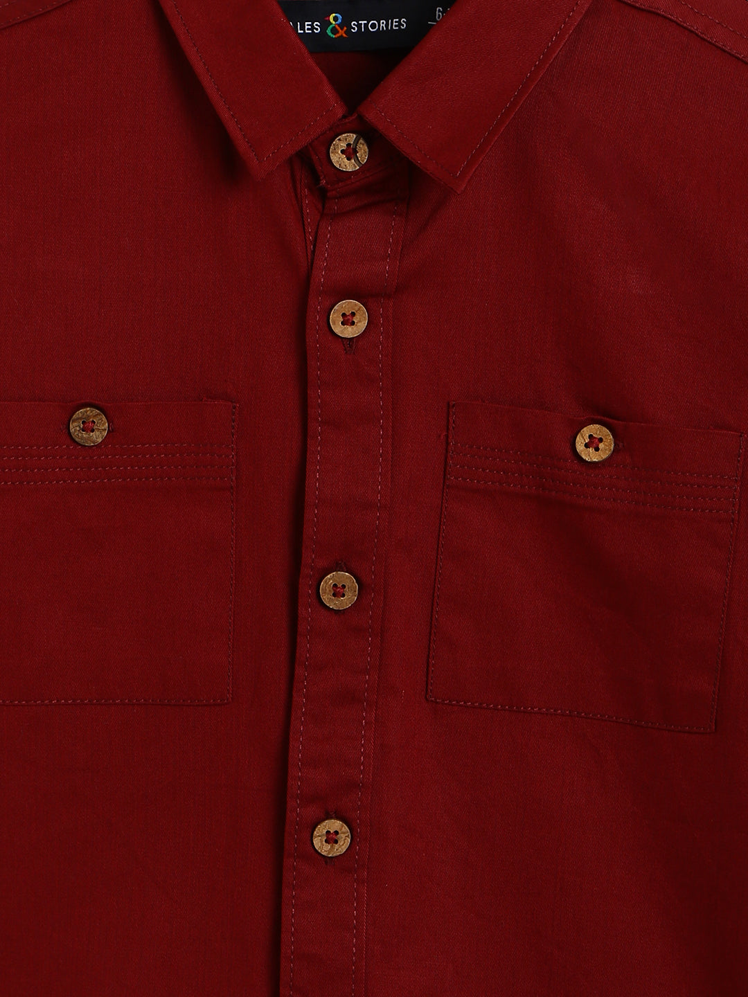 Boys Maroon Solid Cotton Shirt