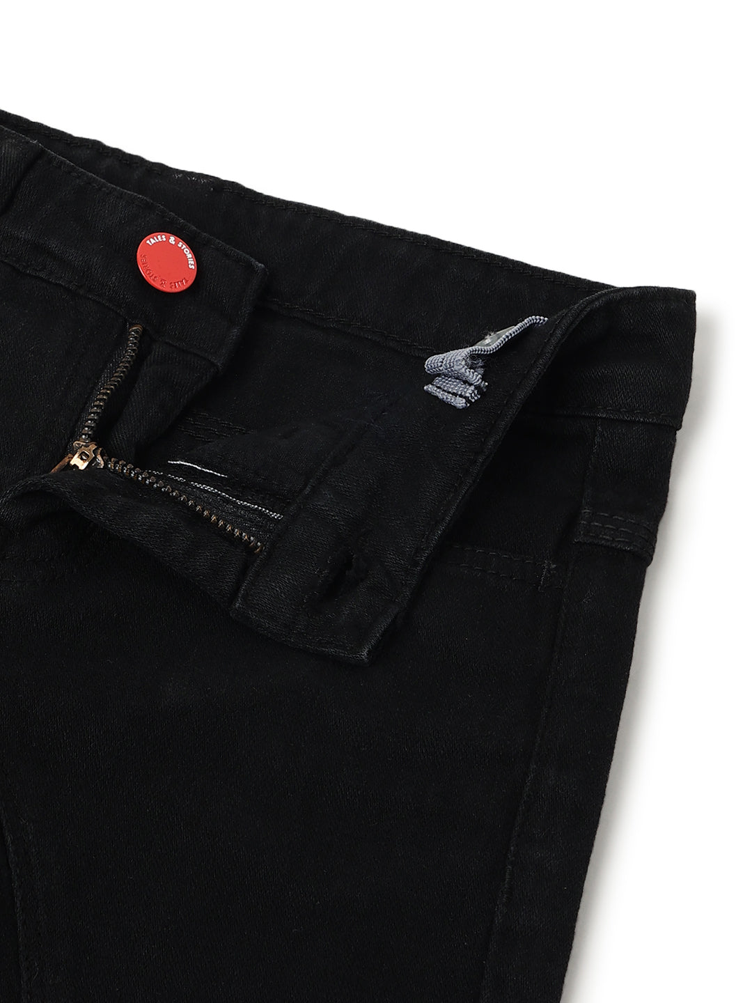 Boys Black Cotton Washed Shorts
