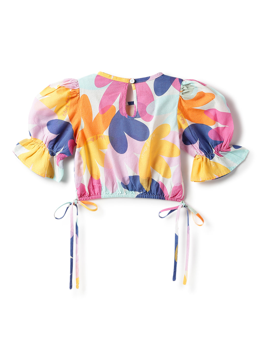 Girls Multi-Color Printed Cotton Top & Pants Co-ord Set
