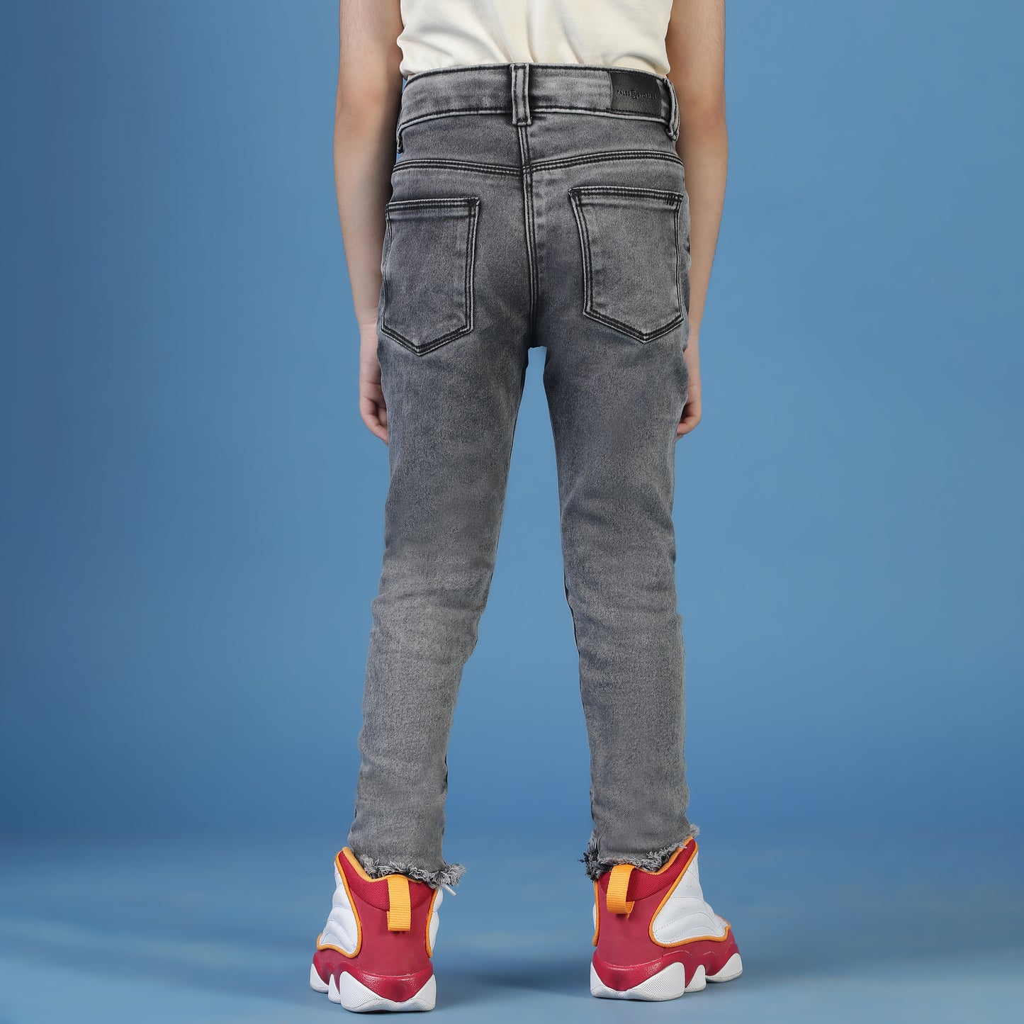 Girls Solid Grey Skinny Fit Jeans