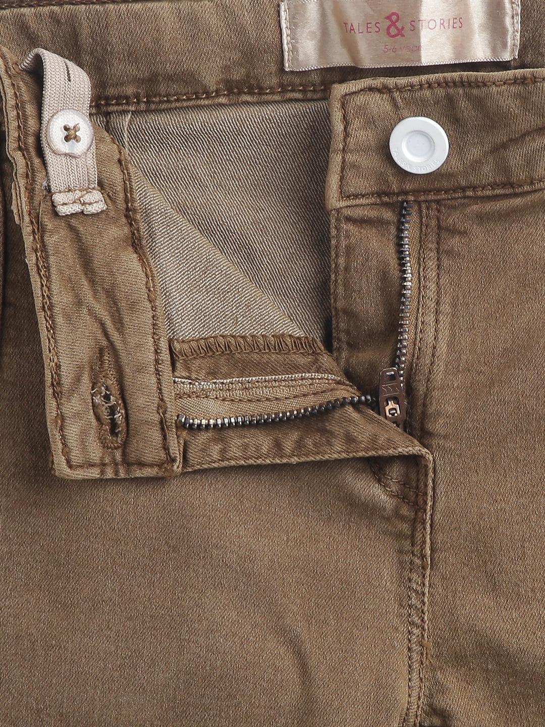 Girls Brown Slim Fit Solid Trouser