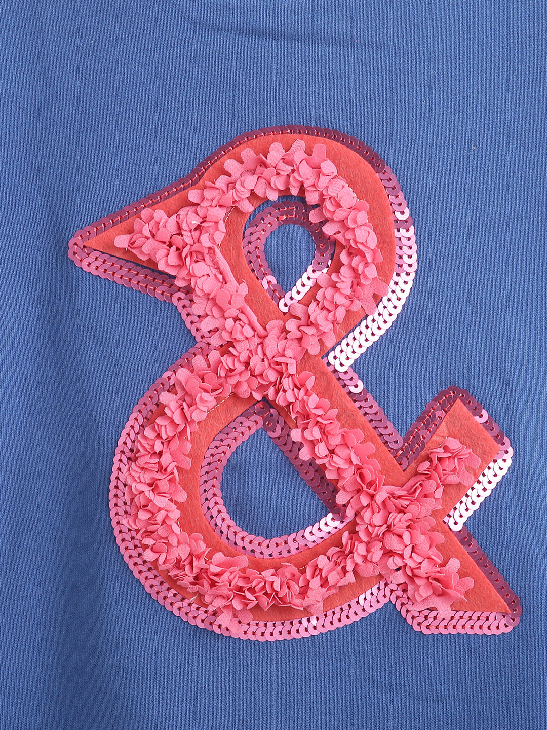 Girls Blue Embellished Cotton Sweatshirt