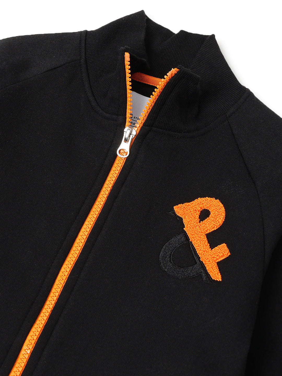 Boys Black Cotton-Poly Printed Turtle Neck Sweatshirt