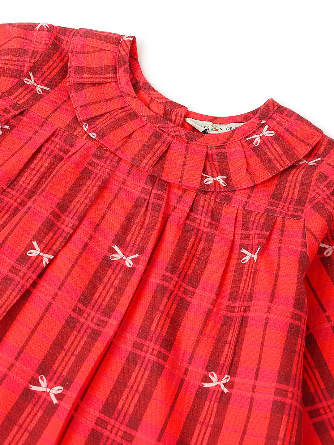 Girls Cotton Red Checks Top