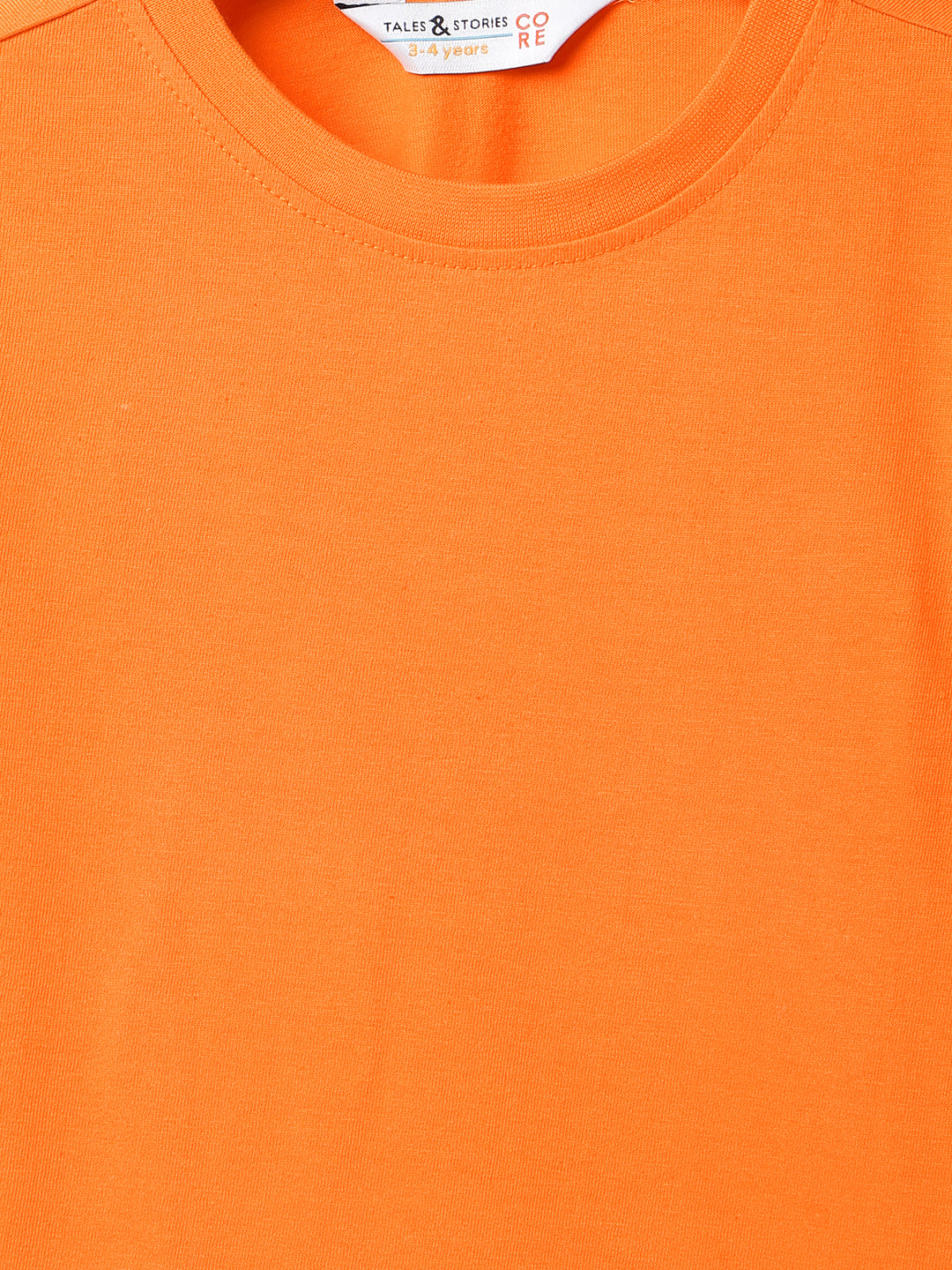 Boys Orange Cotton Regular Full Sleeve Solid T-shirt