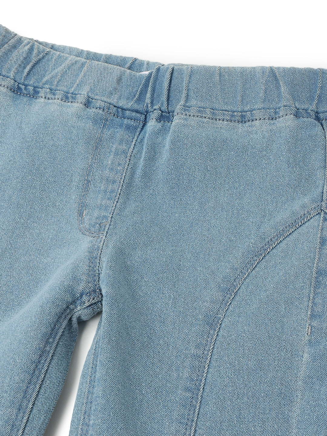 Girls Blue Lycra Solid Jeggings