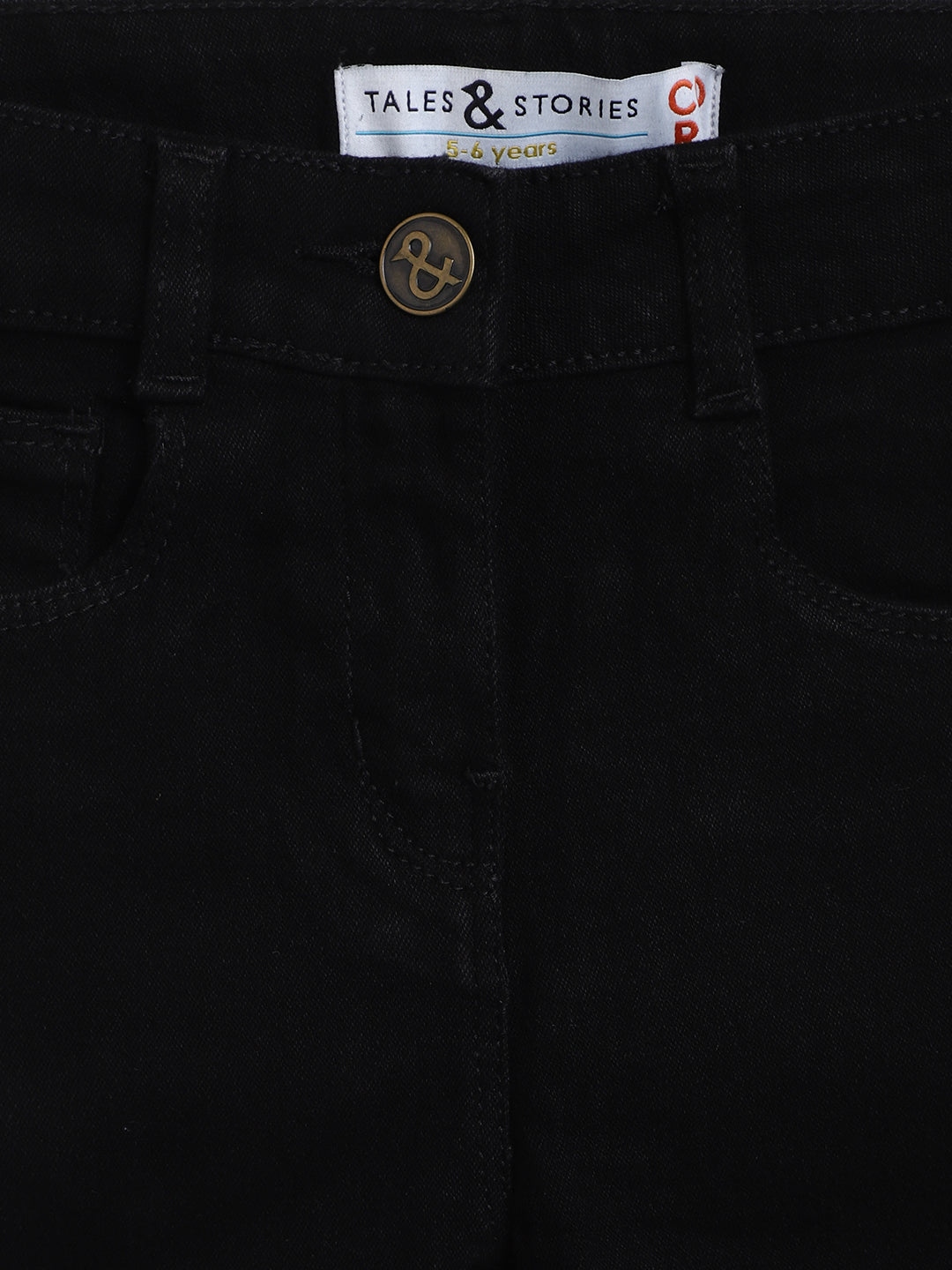 Girls Black Slim Fit Cotton Jeans