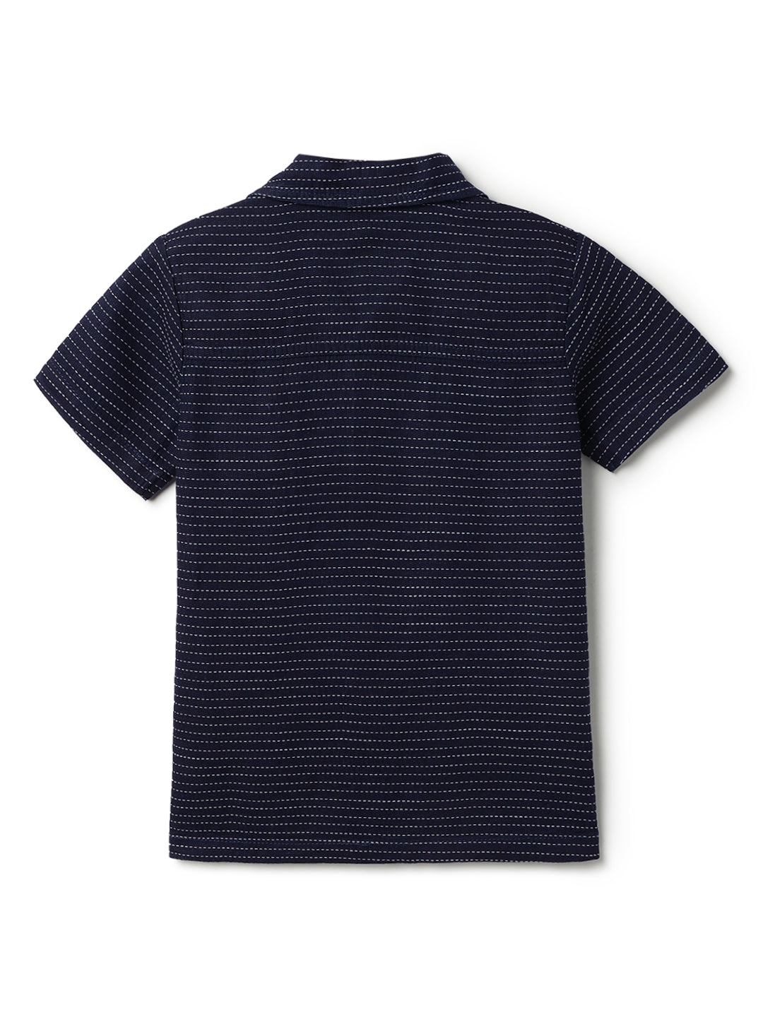 Boys Navy Blue Cotton Striped Shirt & Shorts Set
