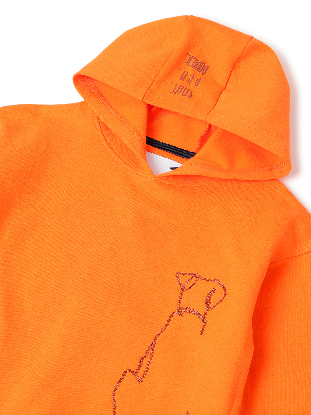Boys Cotton Orange Printed Hoodie Oversized Sweatshirt