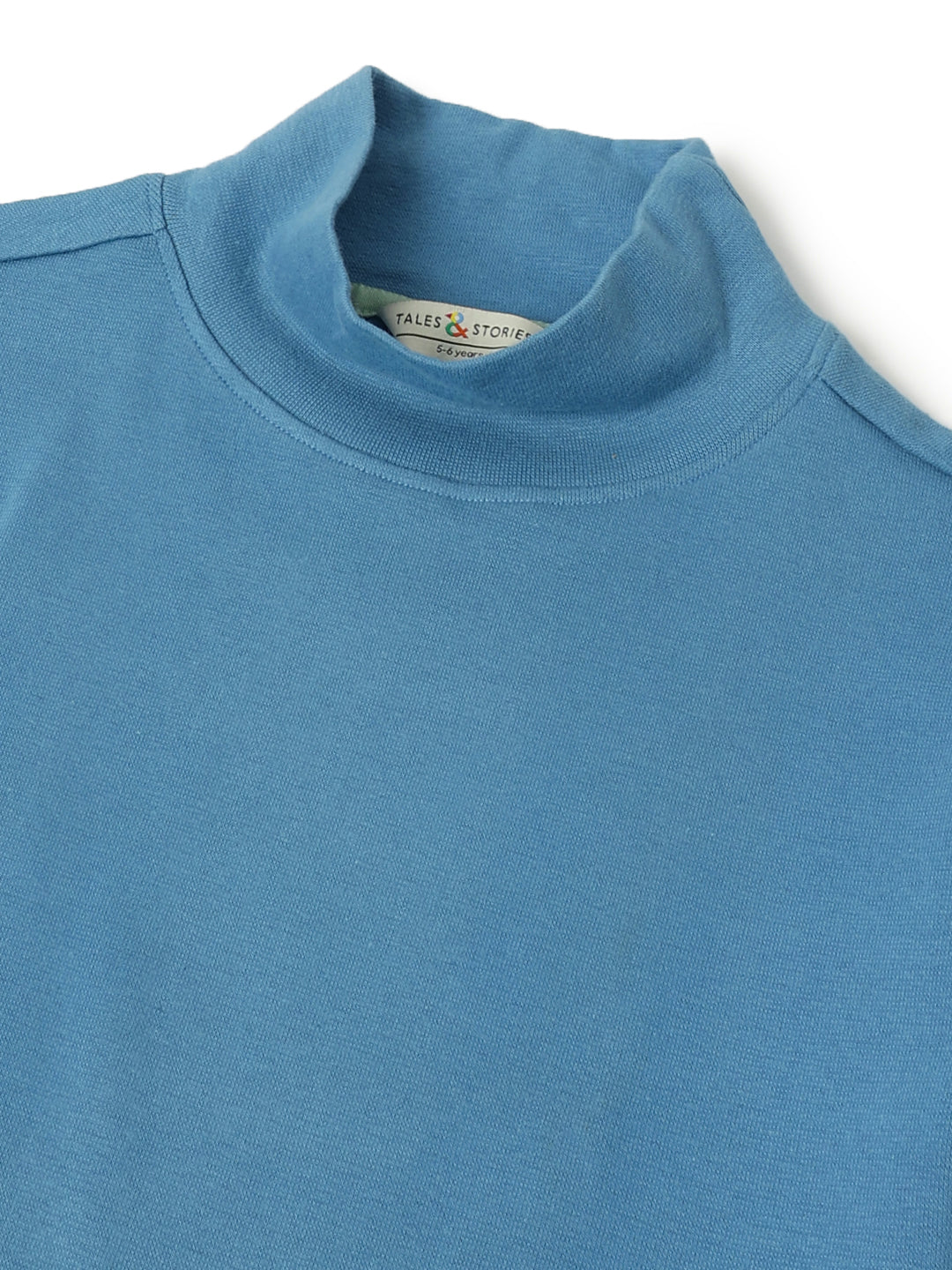 Boys Blue Cotton Turtle Neck Full Sleeve T-Shirt