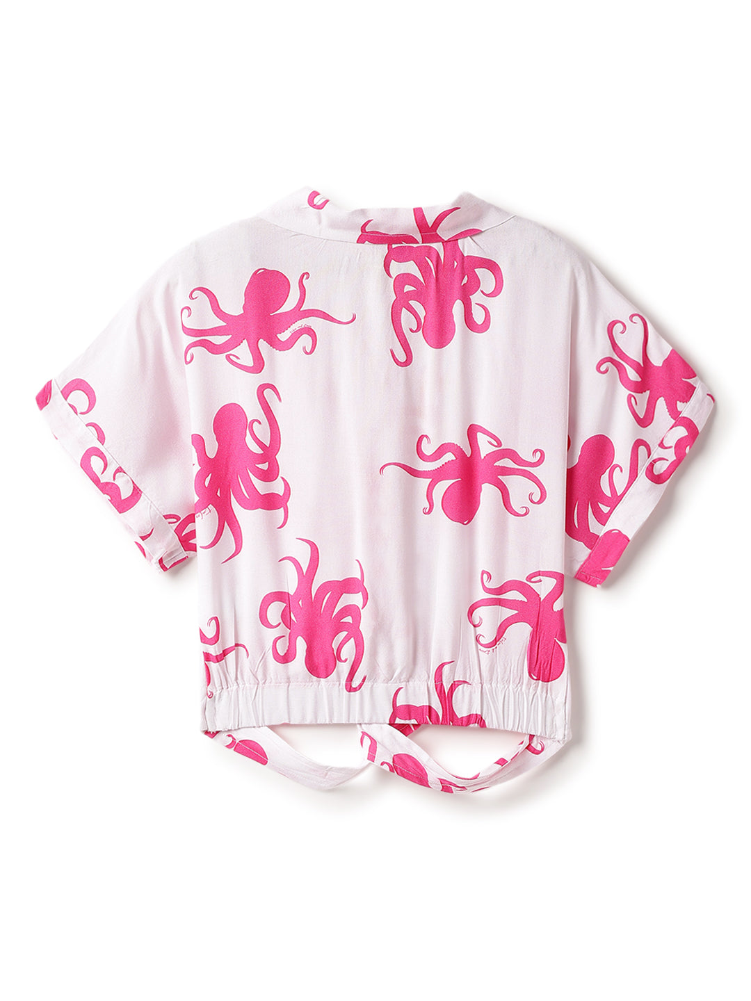Girls Viscose Pink Printed Shirt & Shorts Co-ord Set