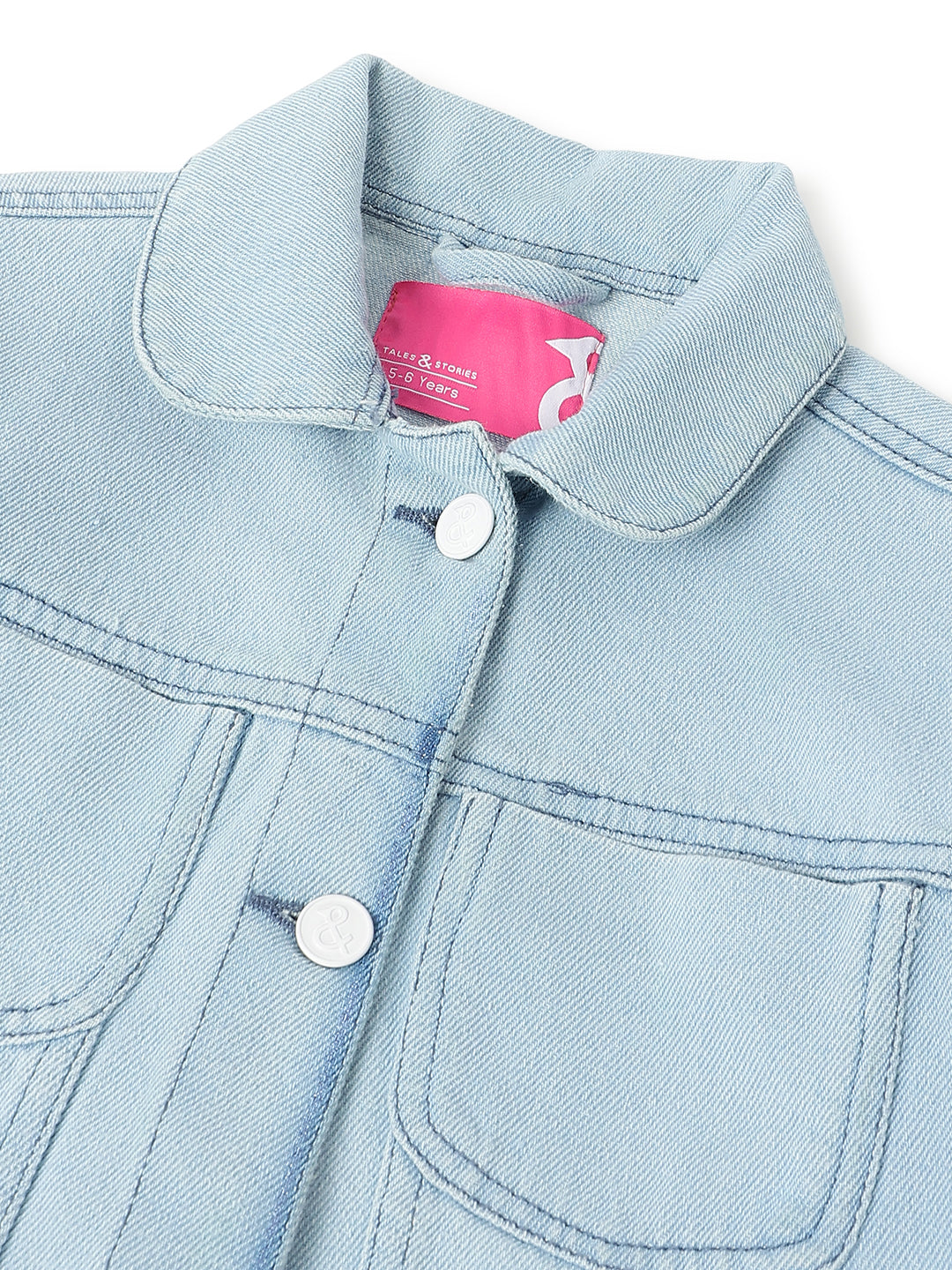 Girls Denim Cotton Light Blue Washed Jacket