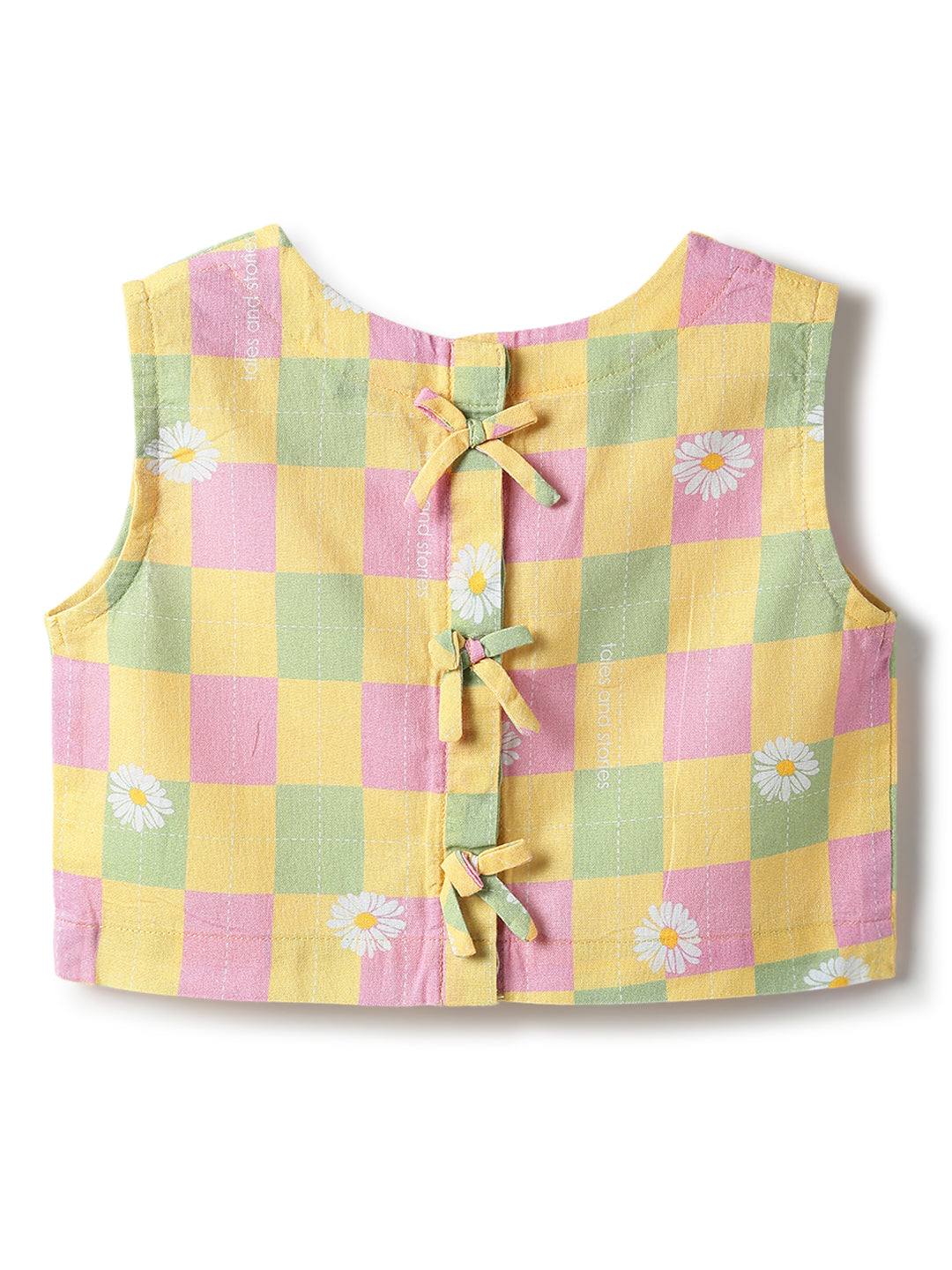 Girls Cotton Yellow Printed Top & Pants Co-ord Set