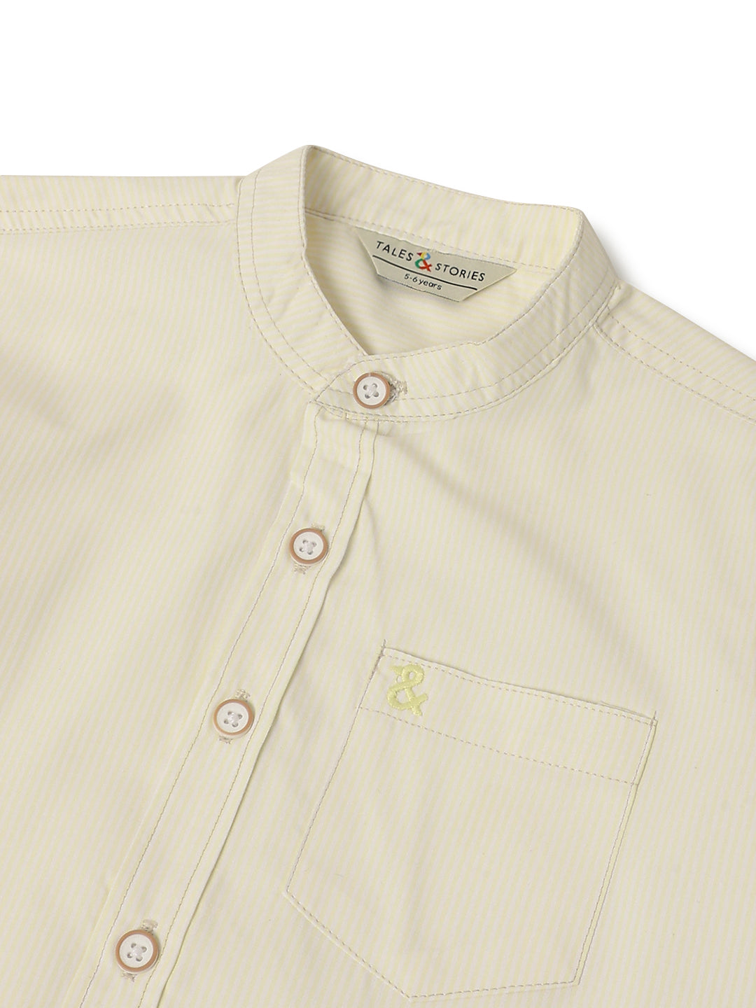 Boys Cream Cotton Striped Shirt