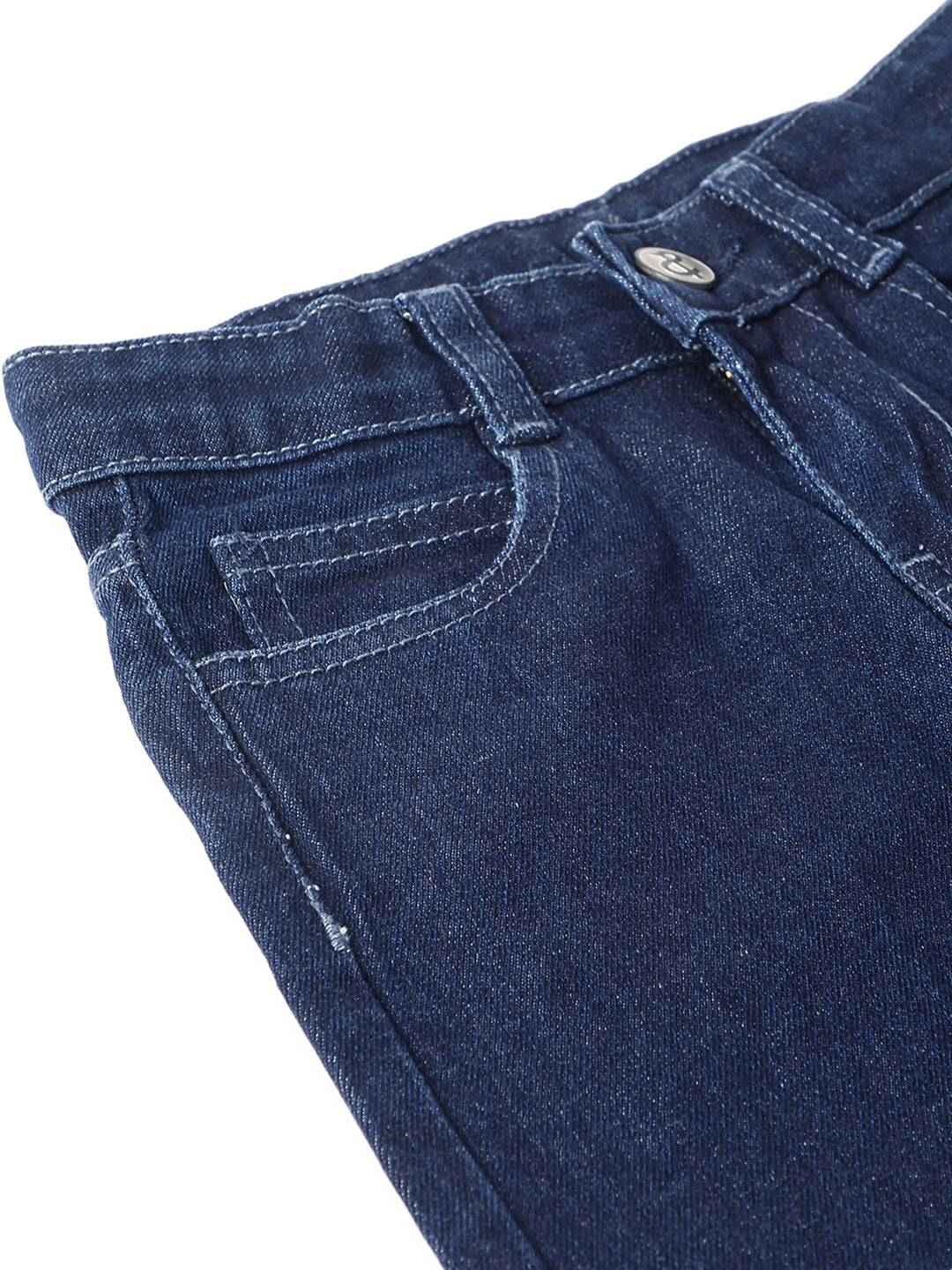 Boys Dark Blue Whiskered Denim Jeans