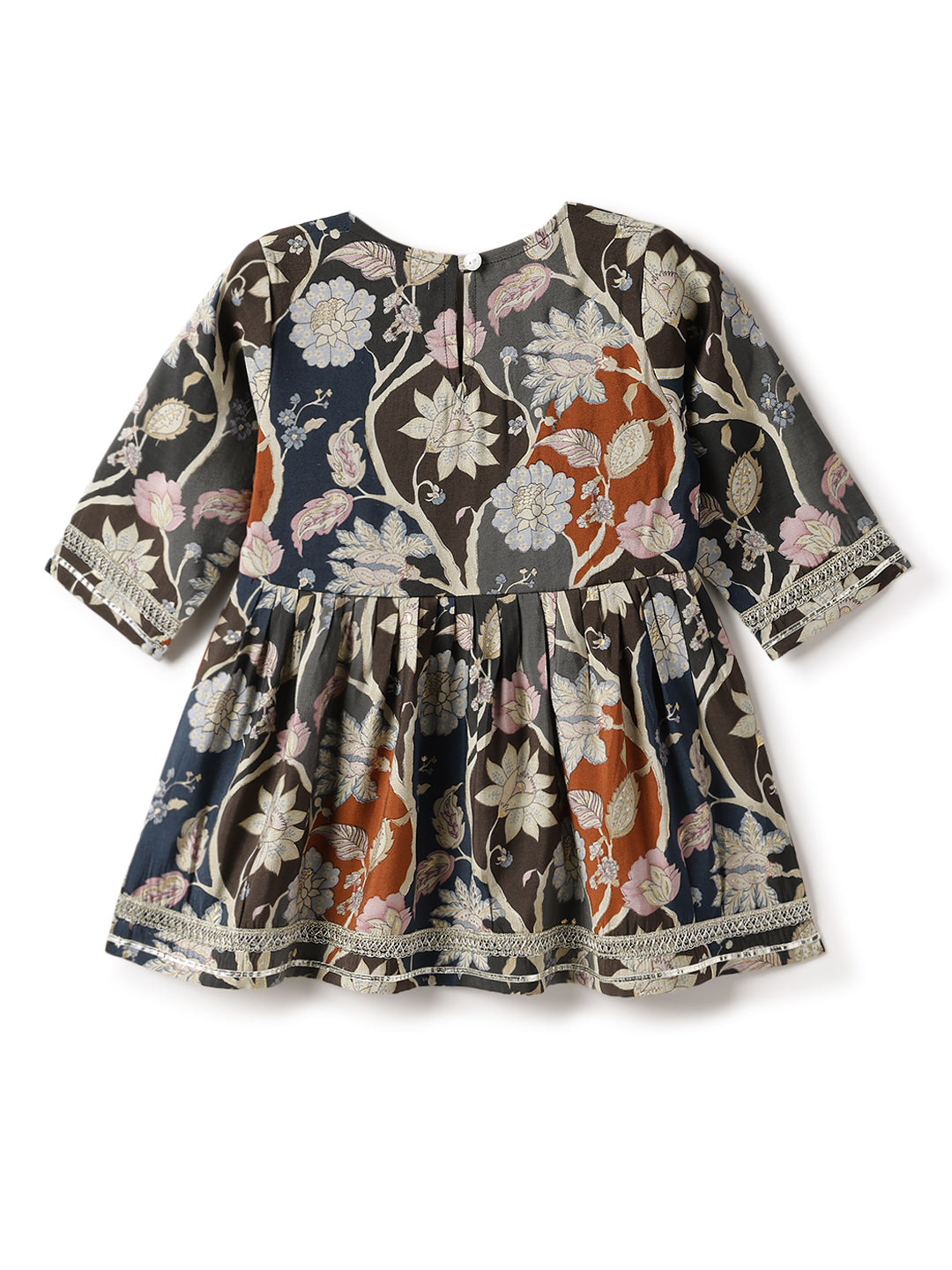 Girls Viscose Floral Printed Grey Top & Sharara Ethnic Set