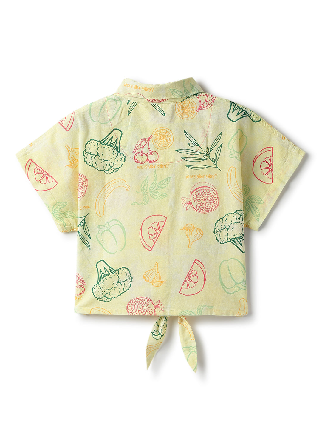 Girls Cotton Printed Top & Short Casual Yellow Co-ord Set