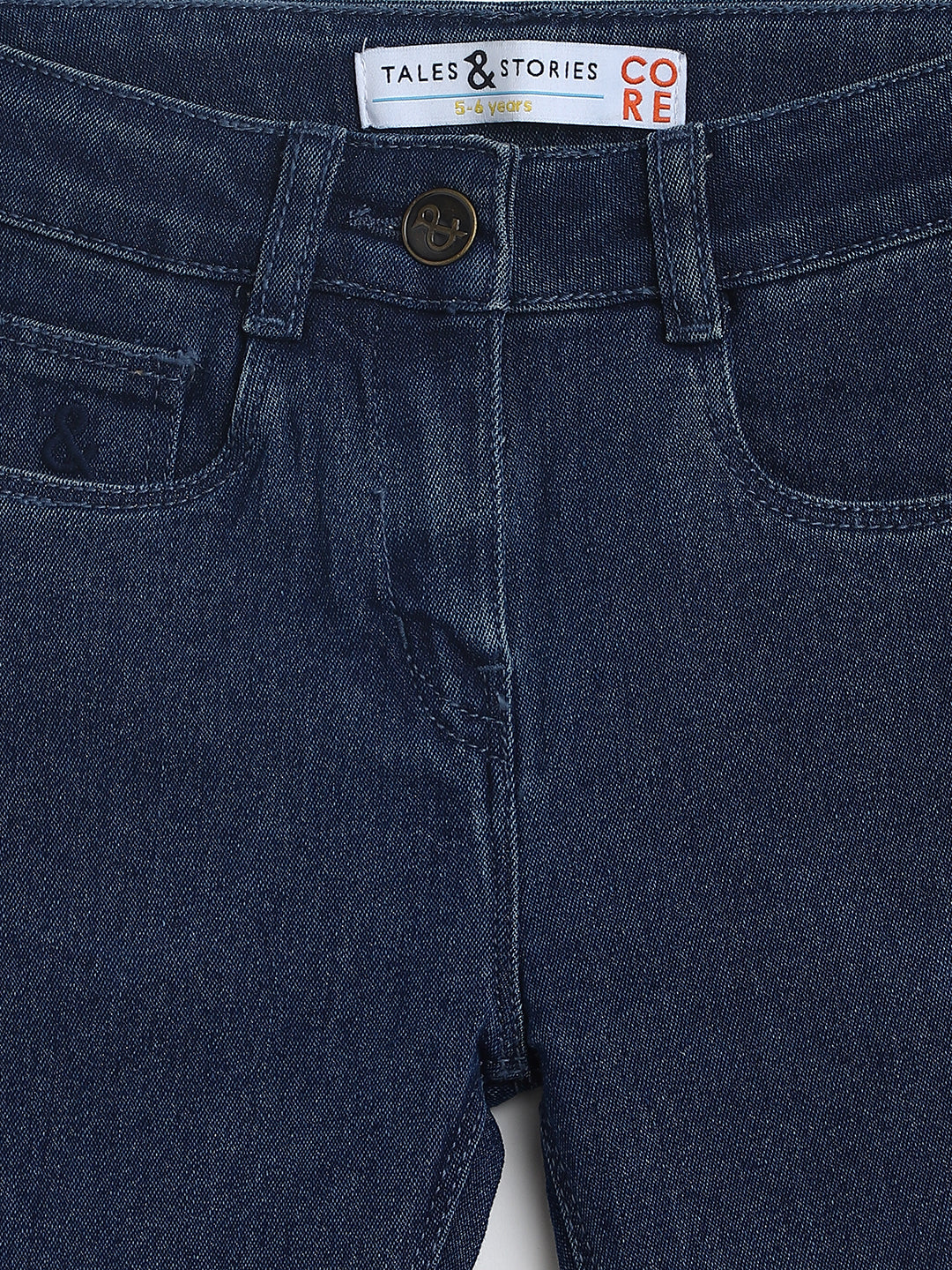 Girls Dark Blue Slim Fit Jeans