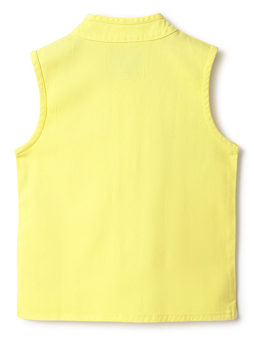 Boys Yellow Lycra Solid Waist Coat