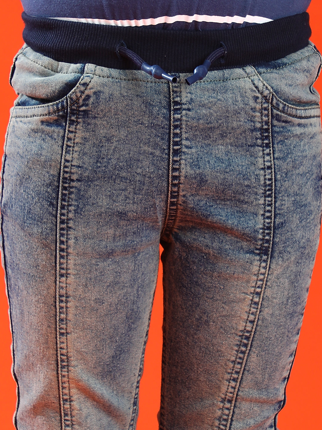 Boys Khakhi Tint Lycra Slim Fit Washed Jogger