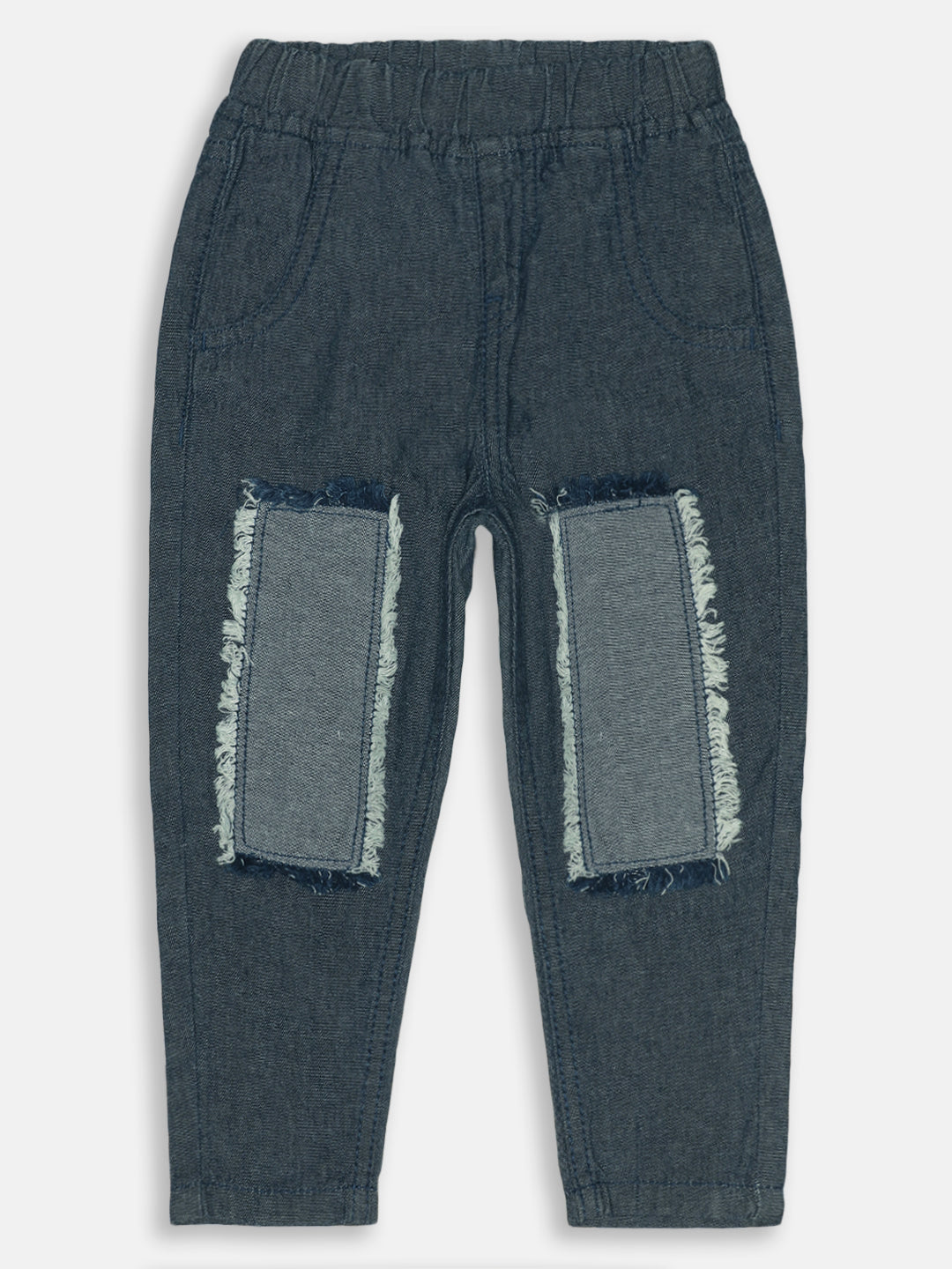 Boys Dark Blue Cotton Slim Fit Washed Jeans