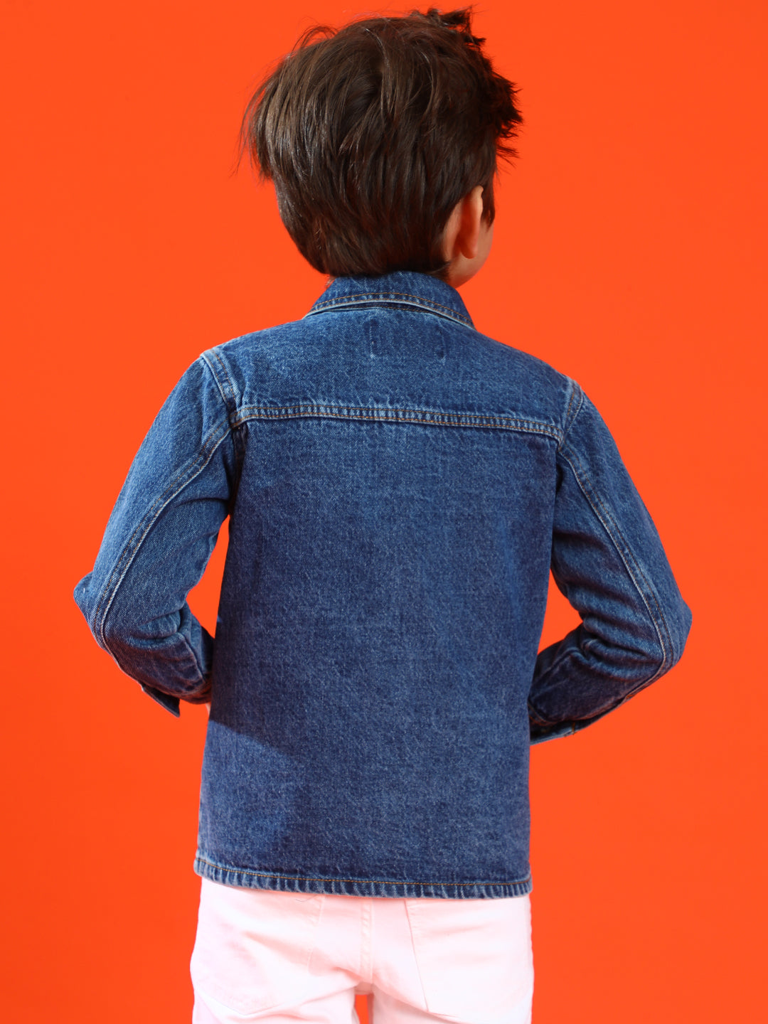 Boy Dark Blue Cotton Washed Shacket