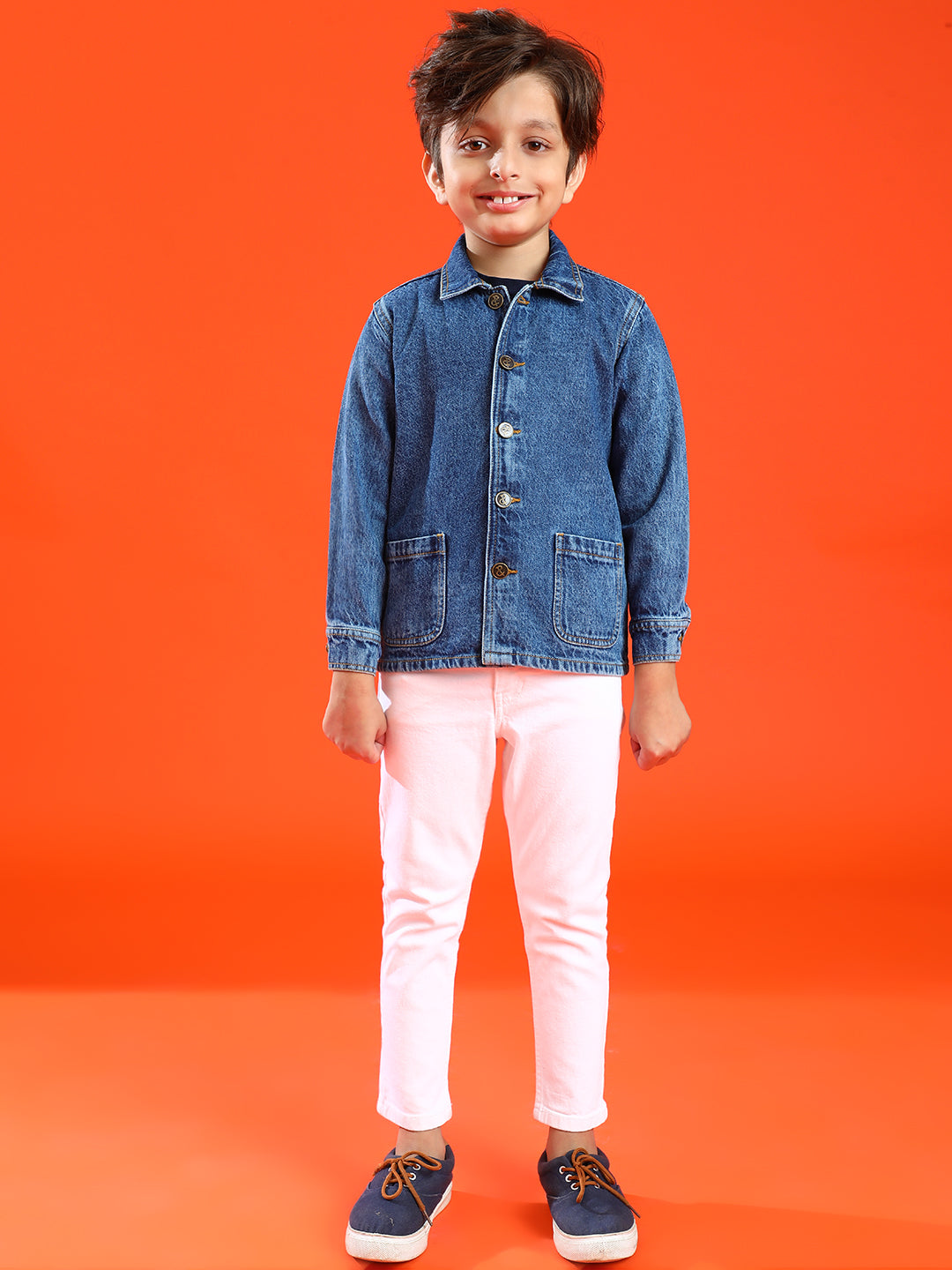 Boy Dark Blue Cotton Washed Shacket