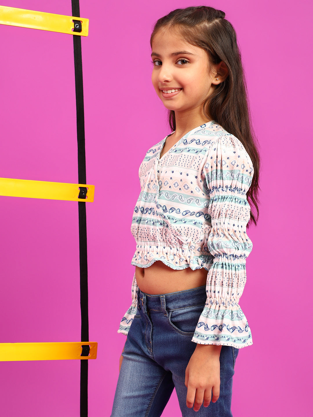 Girls Multi Color Rayon Solid Crop Top