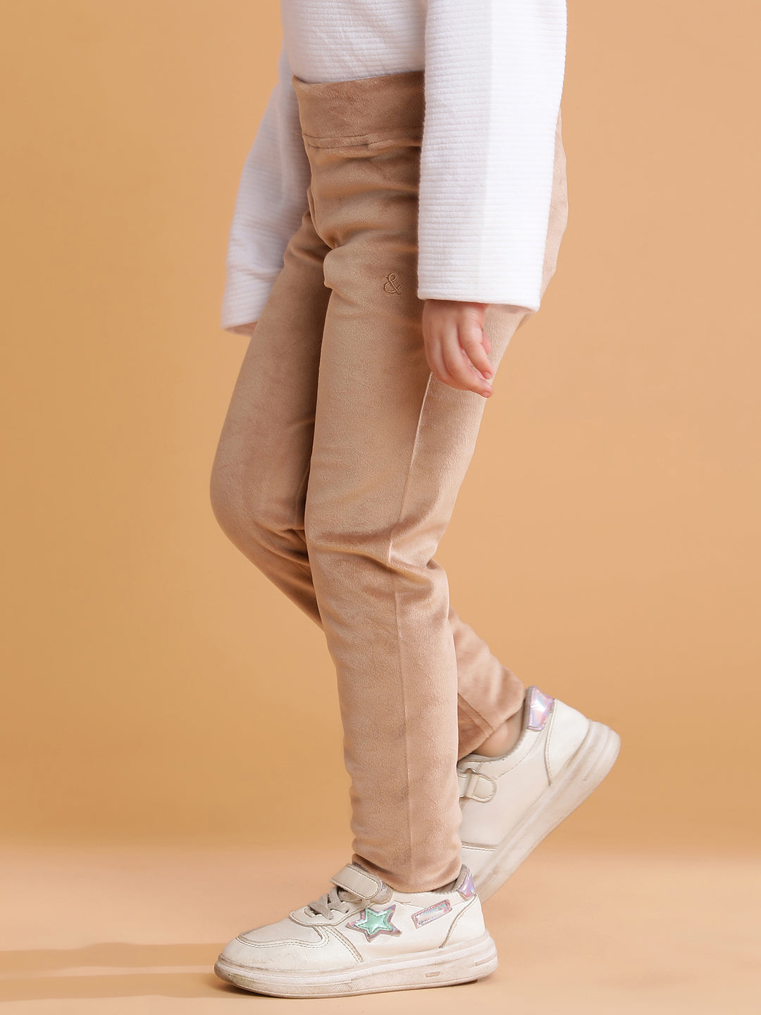 Girls Polyester Brown Solid Leggings