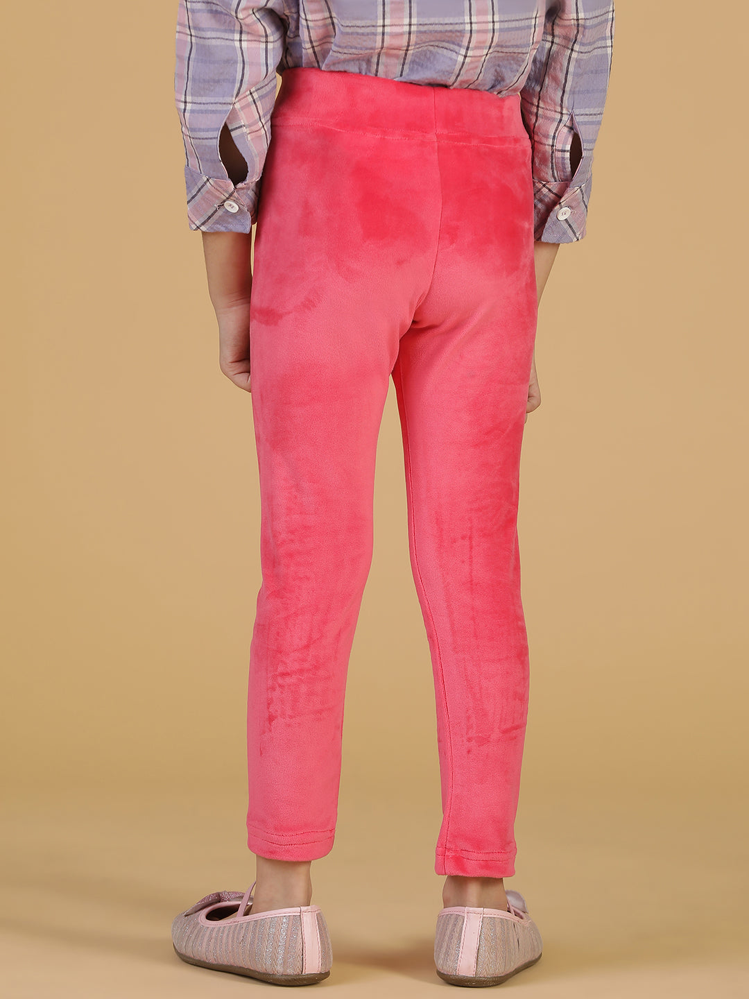 Girls Pink Neon Solid Leggings