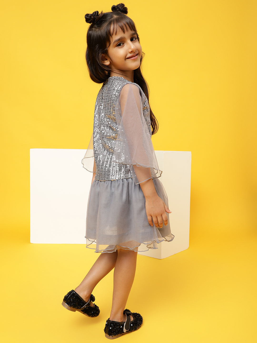 Grey Regular Fit Sequins Dress