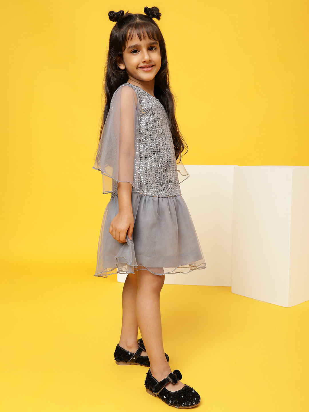 Grey Regular Fit Sequins Dress