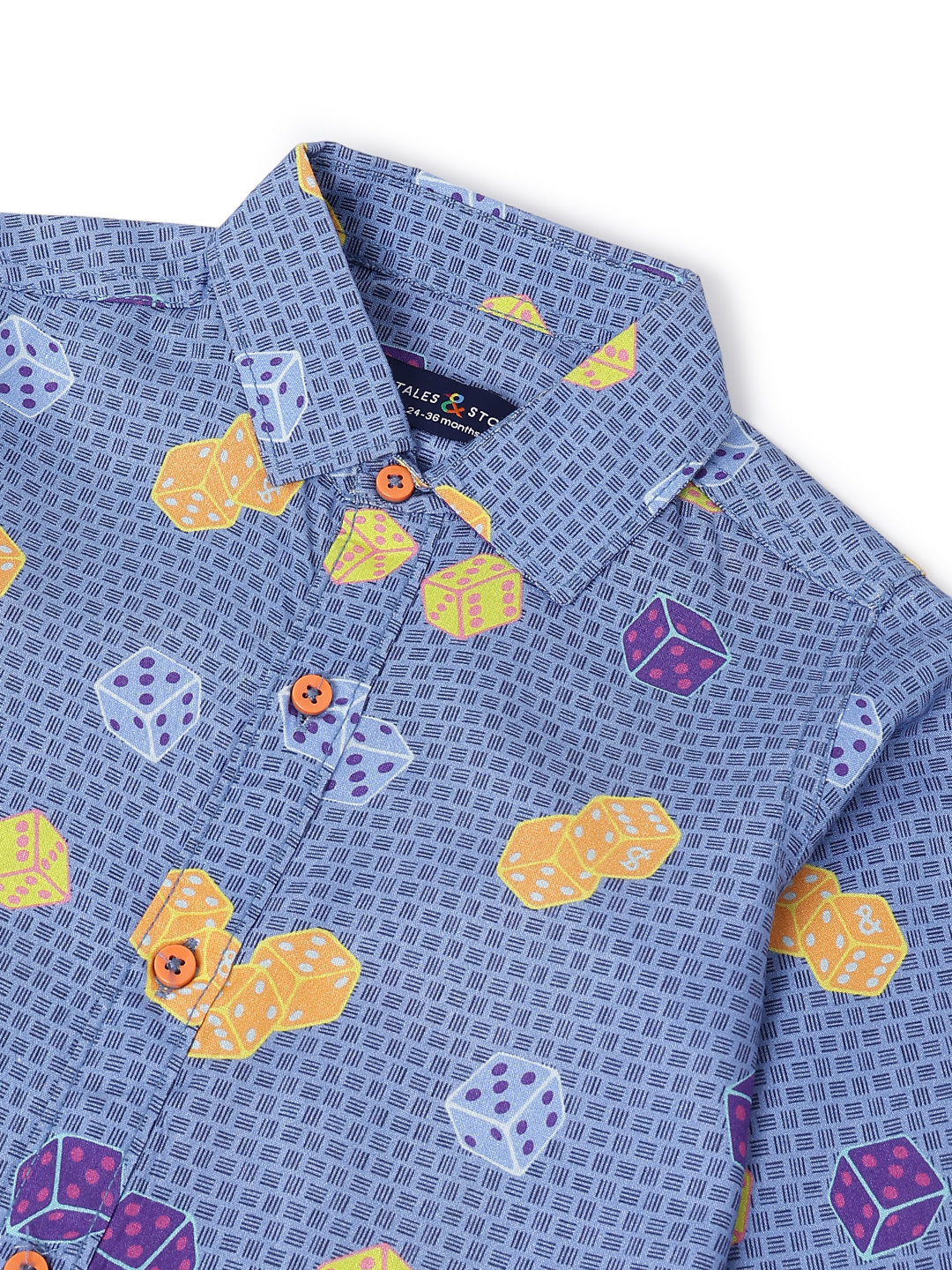 Boys Navy Blue Rayon Printed Regular Fit Shirt