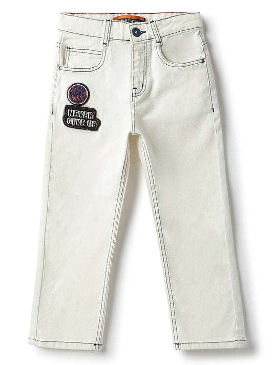 Boys White Slim Fit Jeans