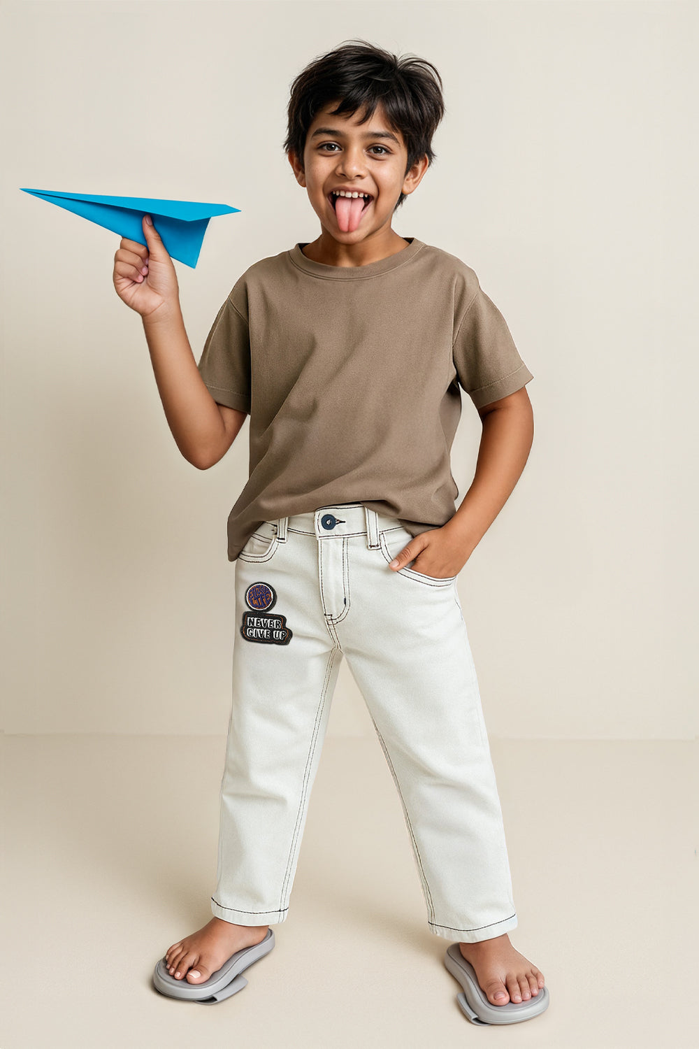Boys White Slim Fit Jeans
