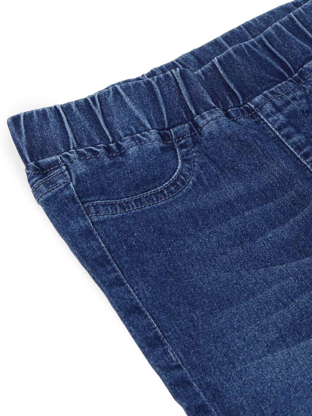 Girls Dark Blue Slim Fit Lycra Washed Jegging