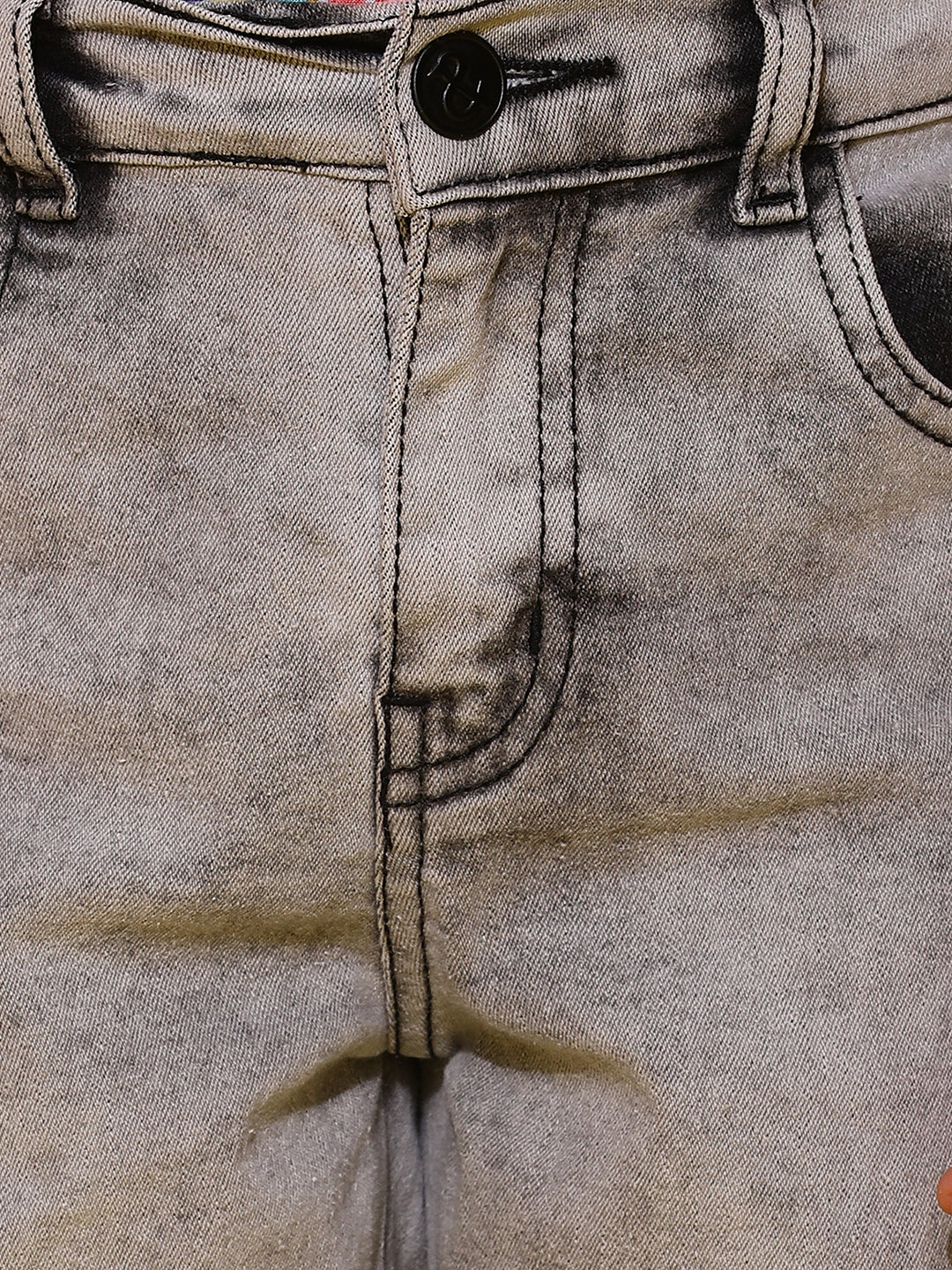 Boys Grey Denim Balloon Fit Washed Cargo Pants