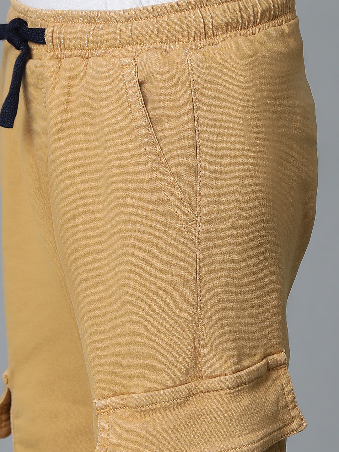 Boys Lycra Khakhi Slim Fit Joggers