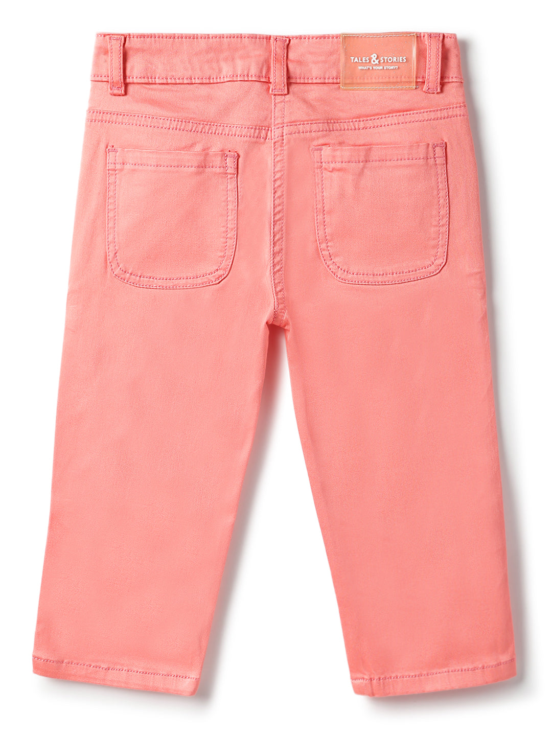Girls Lycra Pink Solid Capri