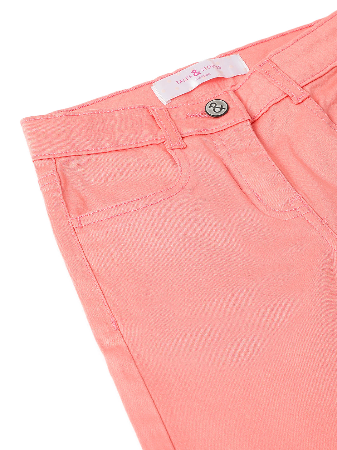 Girls Lycra Pink Solid Capri