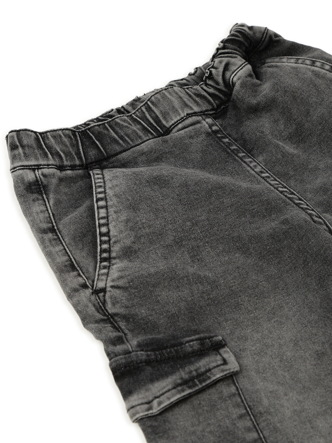 Girls Grey Lycra Washed Jeans