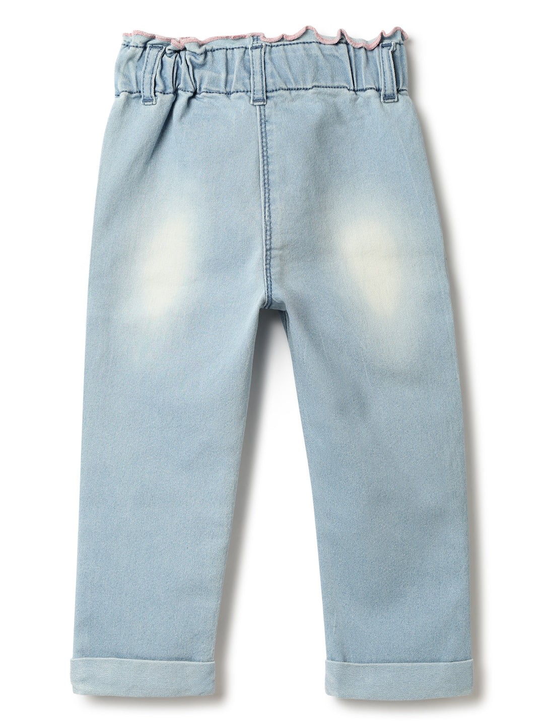 Girls Light Blue Lycra Washed Jeans