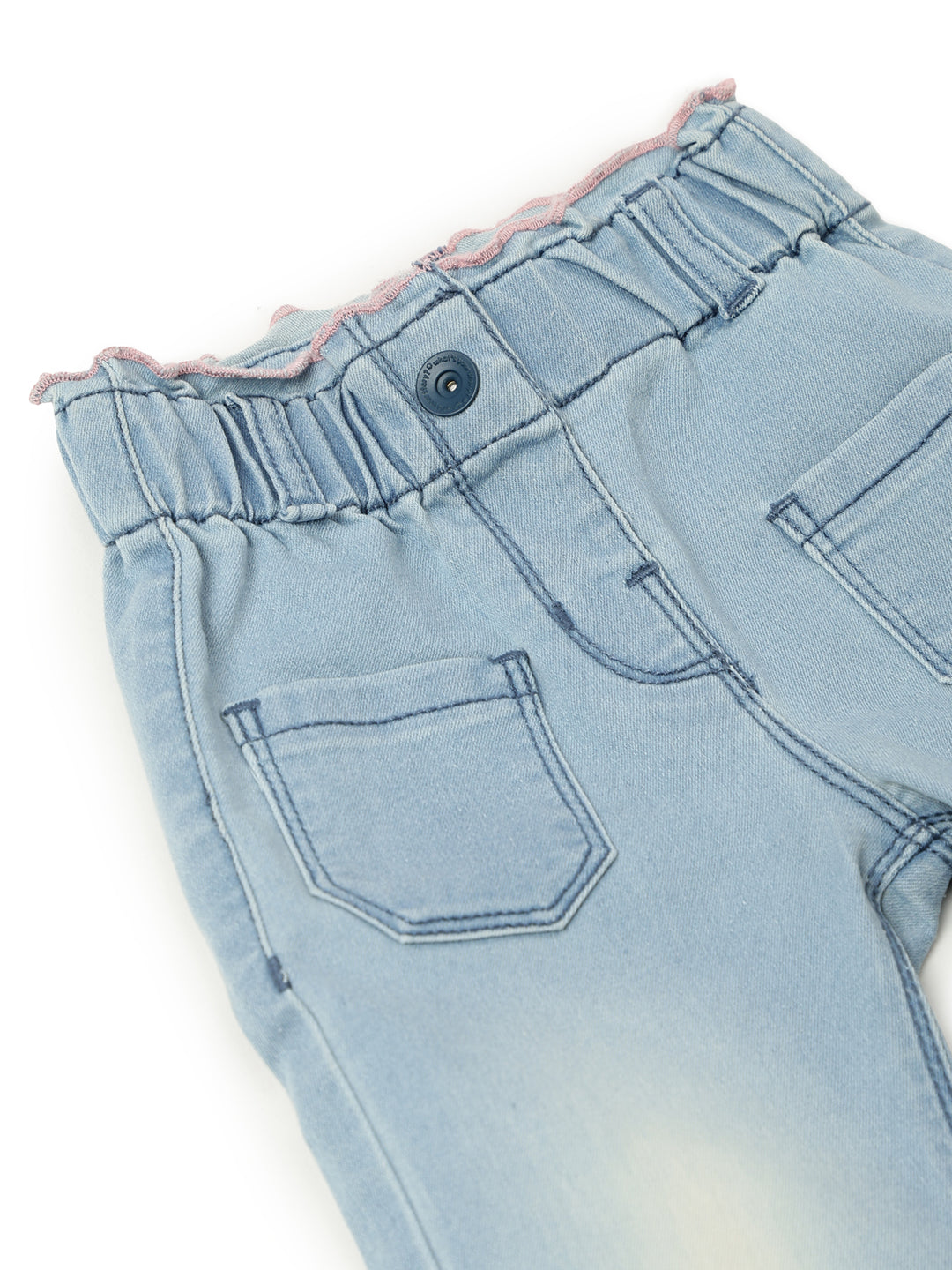 Girls Light Blue Lycra Washed Jeans