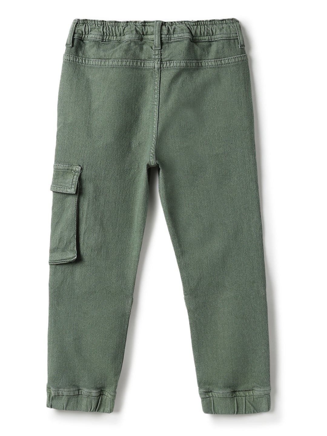 Boys Lycra Green Casual Washed Joggers