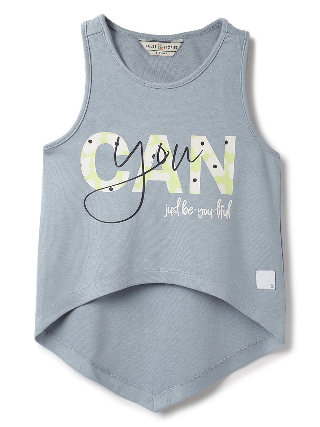 Girls Grey Viscose Printed Top