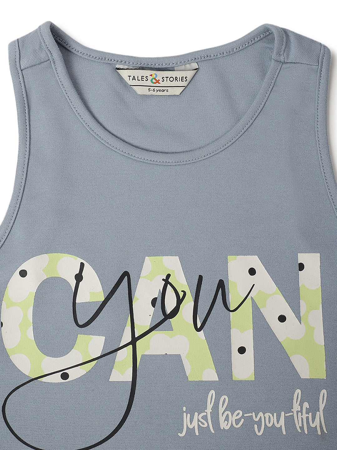 Girls Grey Viscose Printed Top