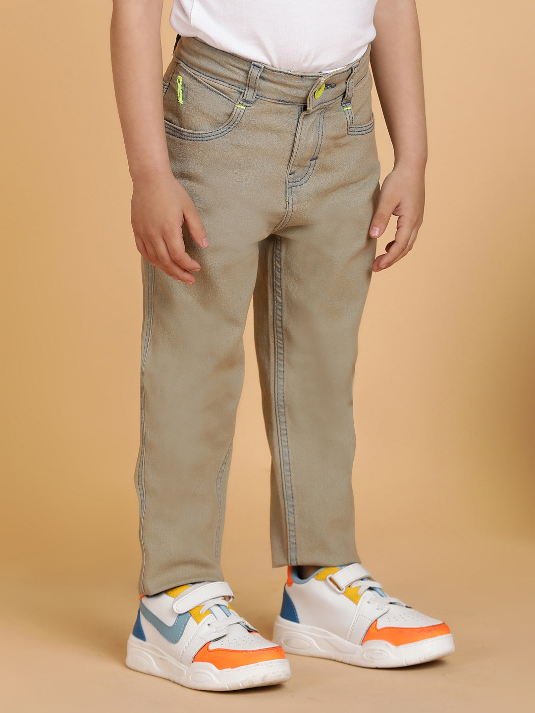 Boys Khaki Tint Lycra Slim fit Jeans