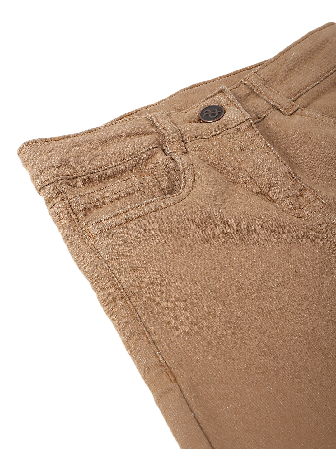 Girls Brown Lycra Washed Bell Bottom Jeans